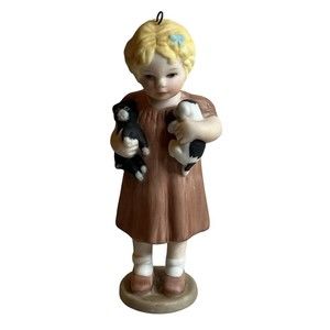 Vintage Bessie Gutmann Friendly Enemies Heirloom Tradition Girl Dog Cat Figurine